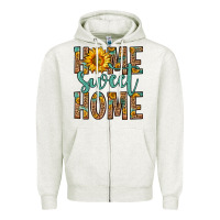 Oatmeal Heather home sweet home Zipper Hoodie - Zillion Design Studio