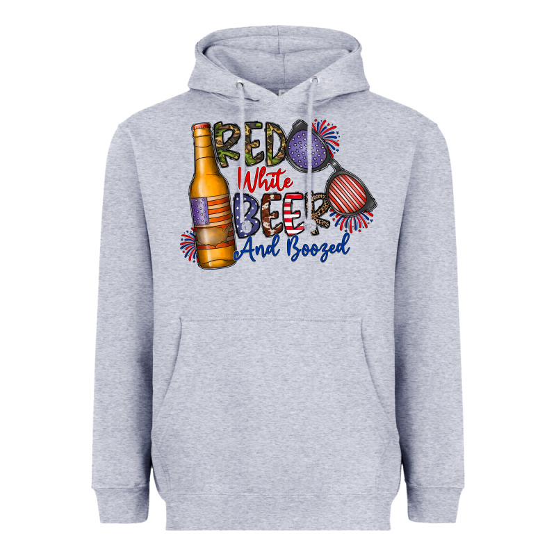 Red White Beer And Boozed Heavyweight Hoodie by CowhideDigitalArt | Teevron
