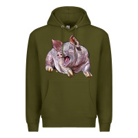 Army Green Landrace Pig Premium Hoodie - LillyAllenDesigns