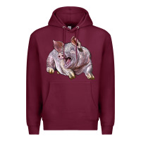 Burgundy Landrace Pig Premium Hoodie - LillyAllenDesigns