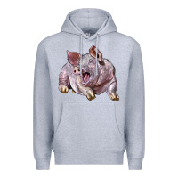 Heather Grey Landrace Pig Premium Hoodie - LillyAllenDesigns