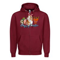 Burgundy happy easter bunny carrots and eggs Zipper Hoodie - RanaPortraitStore
