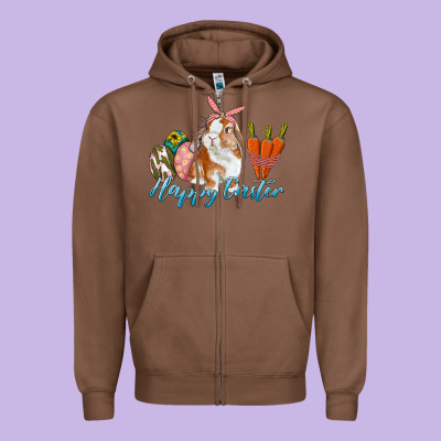 Happy Easter Bunny Carrots And Eggs Zipper Hoodie Designed By Ranaportraitstore