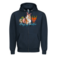 Navy happy easter bunny carrots and eggs Zipper Hoodie - RanaPortraitStore