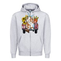 Heather Grey easter truck with bunny sunflowers and eggs Zipper Hoodie - RanaPortraitStore