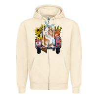 Sandshell easter truck with bunny sunflowers and eggs Zipper Hoodie - RanaPortraitStore