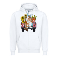 White easter truck with bunny sunflowers and eggs Zipper Hoodie - RanaPortraitStore