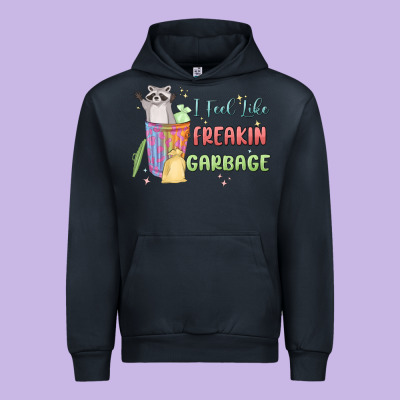 I Feel Like Garbage Raccoon Urban Hoodie Designed By Maliassmallbusiness