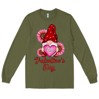 Army Green happy valentines day gnomes with sunflower Long Sleeve Tee - RanaPortraitStore