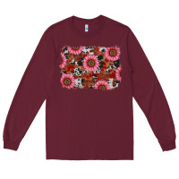 Burgundy valentines day sunflowers leopard cowhide backgrou Long Sleeve Tee - RanaPortraitStore