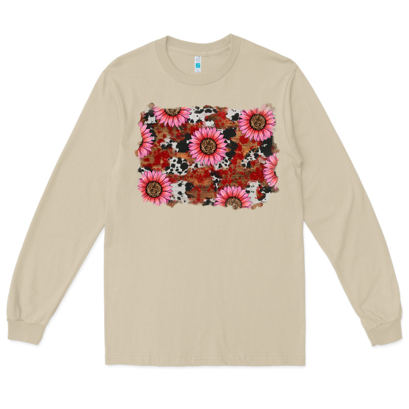Valentines Day Sunflowers Leopard Cowhide Backgrou Long Sleeve Tee by RanaPortraitStore | Teevron