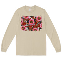 Mushroom valentines day sunflowers leopard cowhide backgrou Long Sleeve Tee - RanaPortraitStore
