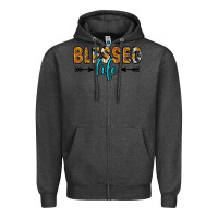 Charcoal Heather blessed life Zipper Hoodie - Zillion Design Studio