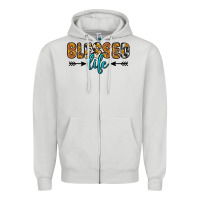 Dove Grey blessed life Zipper Hoodie - Zillion Design Studio
