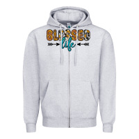Heather Grey blessed life Zipper Hoodie - Zillion Design Studio