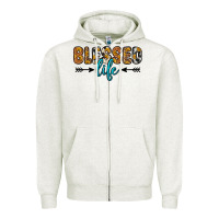 Oatmeal Heather blessed life Zipper Hoodie - Zillion Design Studio