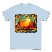 Dusty Blue western desert sunset background Classic Tee - RanaPortraitStore