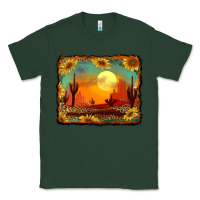 Sports Green western desert sunset background Classic Tee - RanaPortraitStore