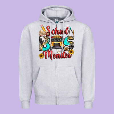 School Bus Monitor Zipper Hoodie Designed By Texasbilliewilder