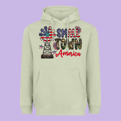 Small Town America Heavyweight Hoodie Designed By Cowhidedigitalart