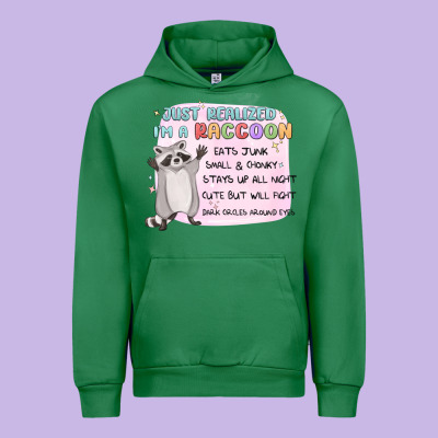 Just Realized Im A Raccoon Urban Hoodie Designed By Maliassmallbusiness