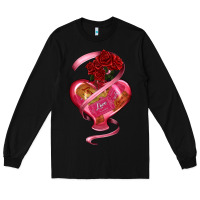 Black heart glass vase love tickets with rose Long Sleeve Tee - RanaPortraitStore