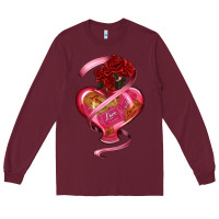Burgundy heart glass vase love tickets with rose Long Sleeve Tee - RanaPortraitStore
