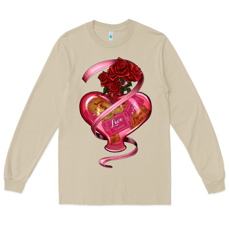 Heart Glass Vase Love Tickets With Rose Long Sleeve Tee by RanaPortraitStore | Teevron