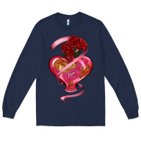Navy heart glass vase love tickets with rose Long Sleeve Tee - RanaPortraitStore