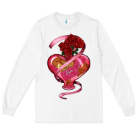 White heart glass vase love tickets with rose Long Sleeve Tee - RanaPortraitStore