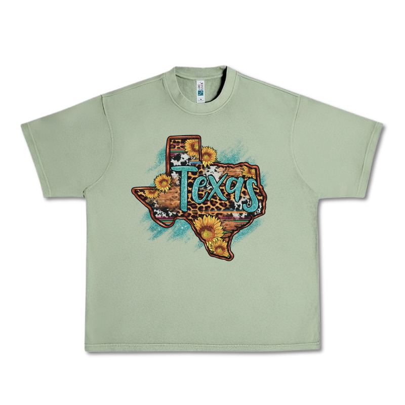 Leopard Cowhide Sunflower Texas Map Urban Heavy Tee by Artiststas | Teevron