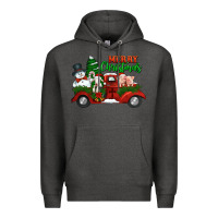 Charcoal Heather merry christmas snowman and farm animals truck Premium Hoodie - Jasminsmagicworld
