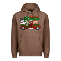 Chestnut merry christmas snowman and farm animals truck Premium Hoodie - Jasminsmagicworld