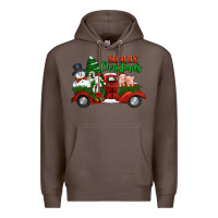 Coffee merry christmas snowman and farm animals truck Premium Hoodie - Jasminsmagicworld