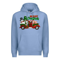 Colony Blue merry christmas snowman and farm animals truck Premium Hoodie - Jasminsmagicworld
