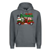Rock merry christmas snowman and farm animals truck Premium Hoodie - Jasminsmagicworld