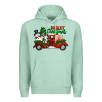 Seafoam merry christmas snowman and farm animals truck Premium Hoodie - Jasminsmagicworld