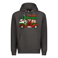 Smoke merry christmas snowman and farm animals truck Premium Hoodie - Jasminsmagicworld