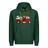 Sports Green merry christmas snowman and farm animals truck Premium Hoodie - Jasminsmagicworld