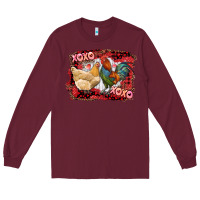 Burgundy xoxo rooster and chicken Long Sleeve Tee - RanaPortraitStore