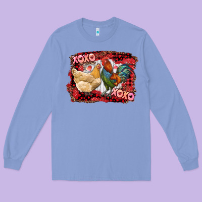 Long Sleeve Tee xoxo rooster and chicken