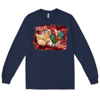 Navy xoxo rooster and chicken Long Sleeve Tee - RanaPortraitStore