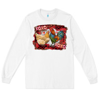 White xoxo rooster and chicken Long Sleeve Tee - RanaPortraitStore