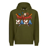 Army Green ballpark mama Premium Hoodie - AdoDesignShop
