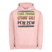 Pigment Salmon i like things that go pew pew Urban Hoodie - MaliasSmallBusiness