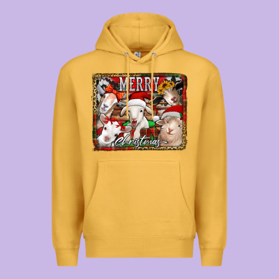 Merry Christmas Goats Premium Hoodie Designed By Jasminsmagicworld