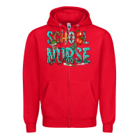 Red school nurse Zipper Hoodie - texasbilliewilder