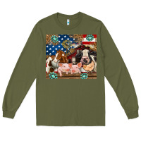 Army Green American farm animals Long Sleeve Tee - RanaPortraitStore