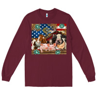 Burgundy American farm animals Long Sleeve Tee - RanaPortraitStore