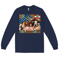 Navy American farm animals Long Sleeve Tee - RanaPortraitStore